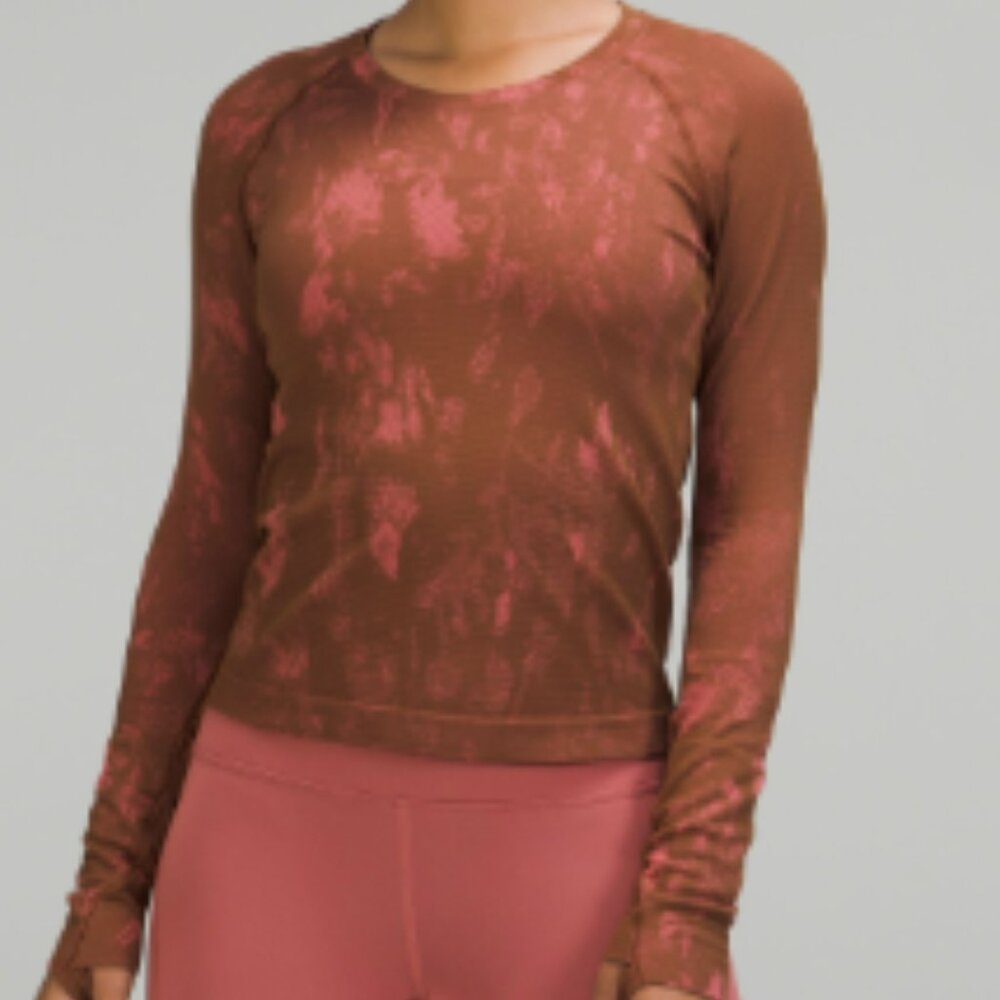 LULULEMON Swiftly Tech Long Sleeve  Race Bloom Roasted Brown Brier Rose Size 8